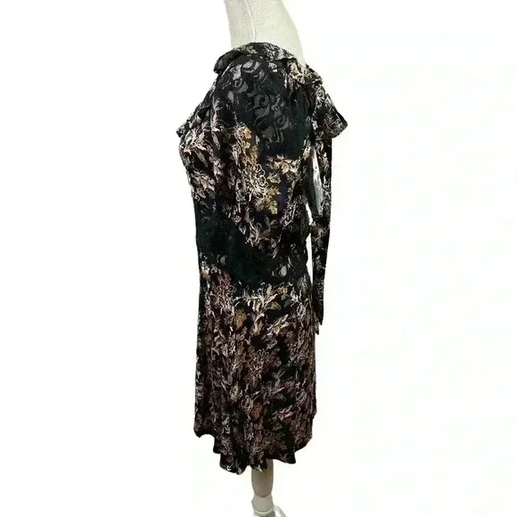 Free People Lucie Mini Dress in Black Combo With Lace Detail Size 8 - Picture 4 of 16